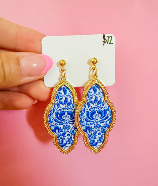 Royal blue Pottery Dangle Earrings