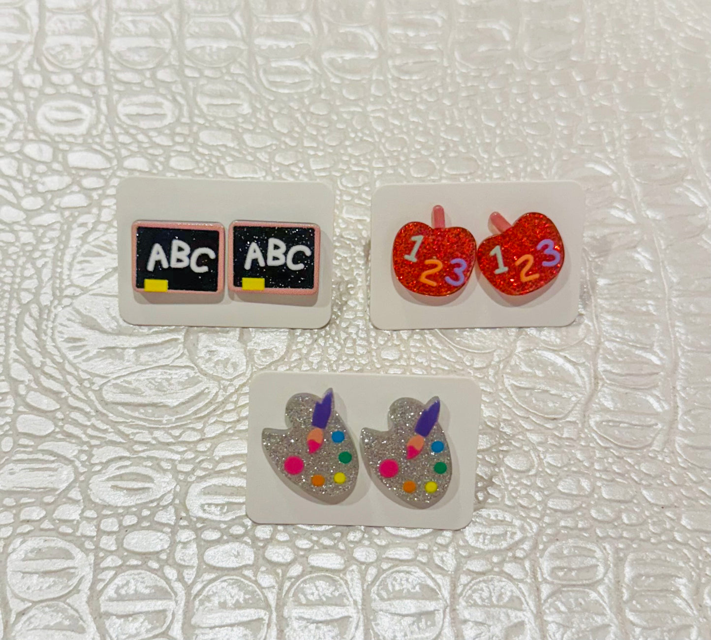 Acrylic Teacher Stud Sparkle Earrings