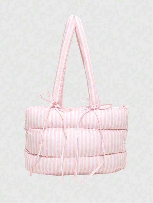Pink Bowknot Puffer Tote Bag
