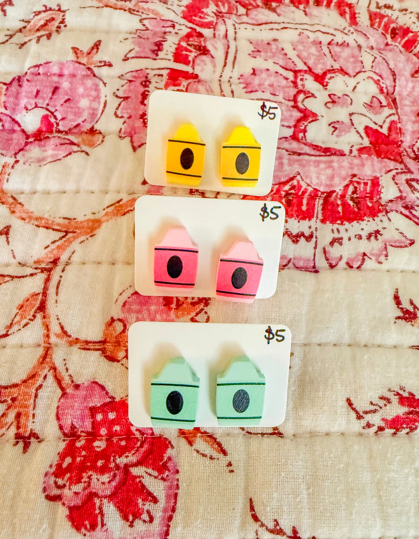 Teacher Colorful Crayons Stud Earrings