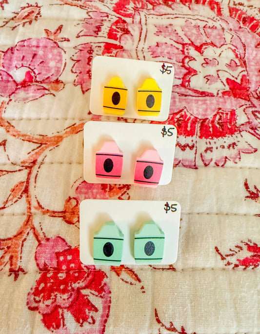 Teacher Colorful Crayons Stud Earrings