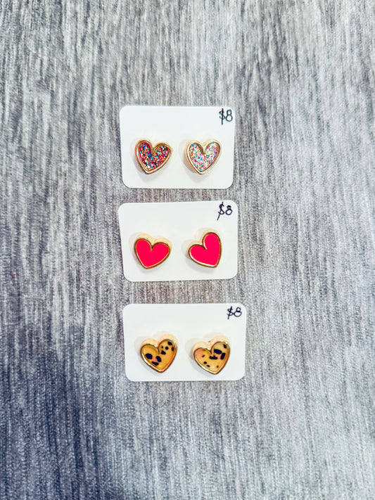 Heart Studs- 3 Colors