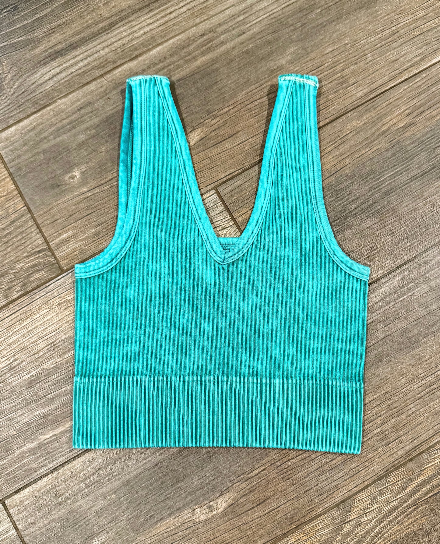Acid-Washed Ribbed Seamless Sports Bras