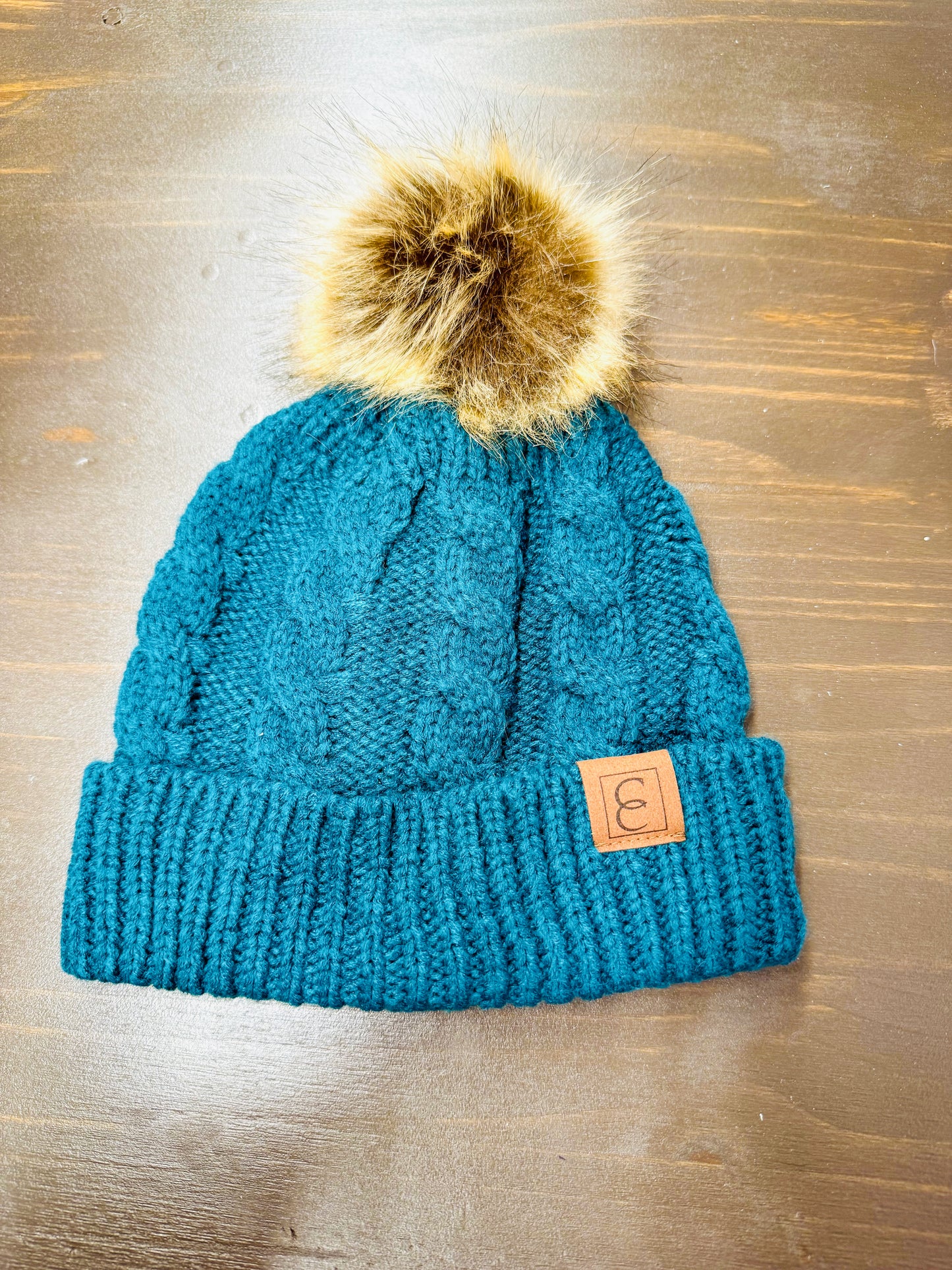Cable Knit Pom Beanies