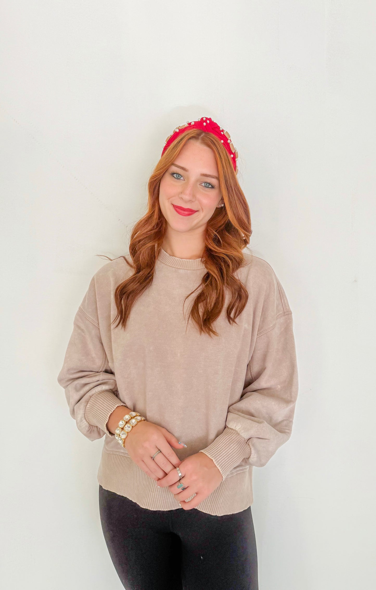 Acid Wash Fleece Sweatshirt- Ash Mocha