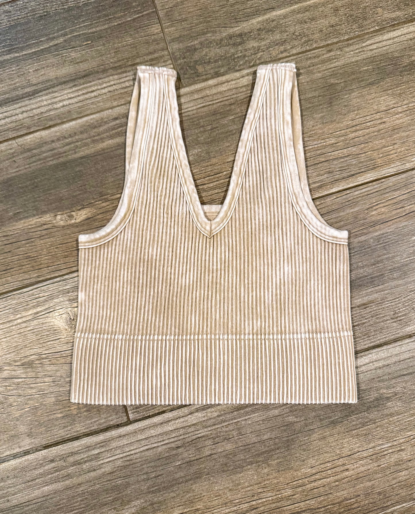 Acid-Washed Ribbed Seamless Sports Bras