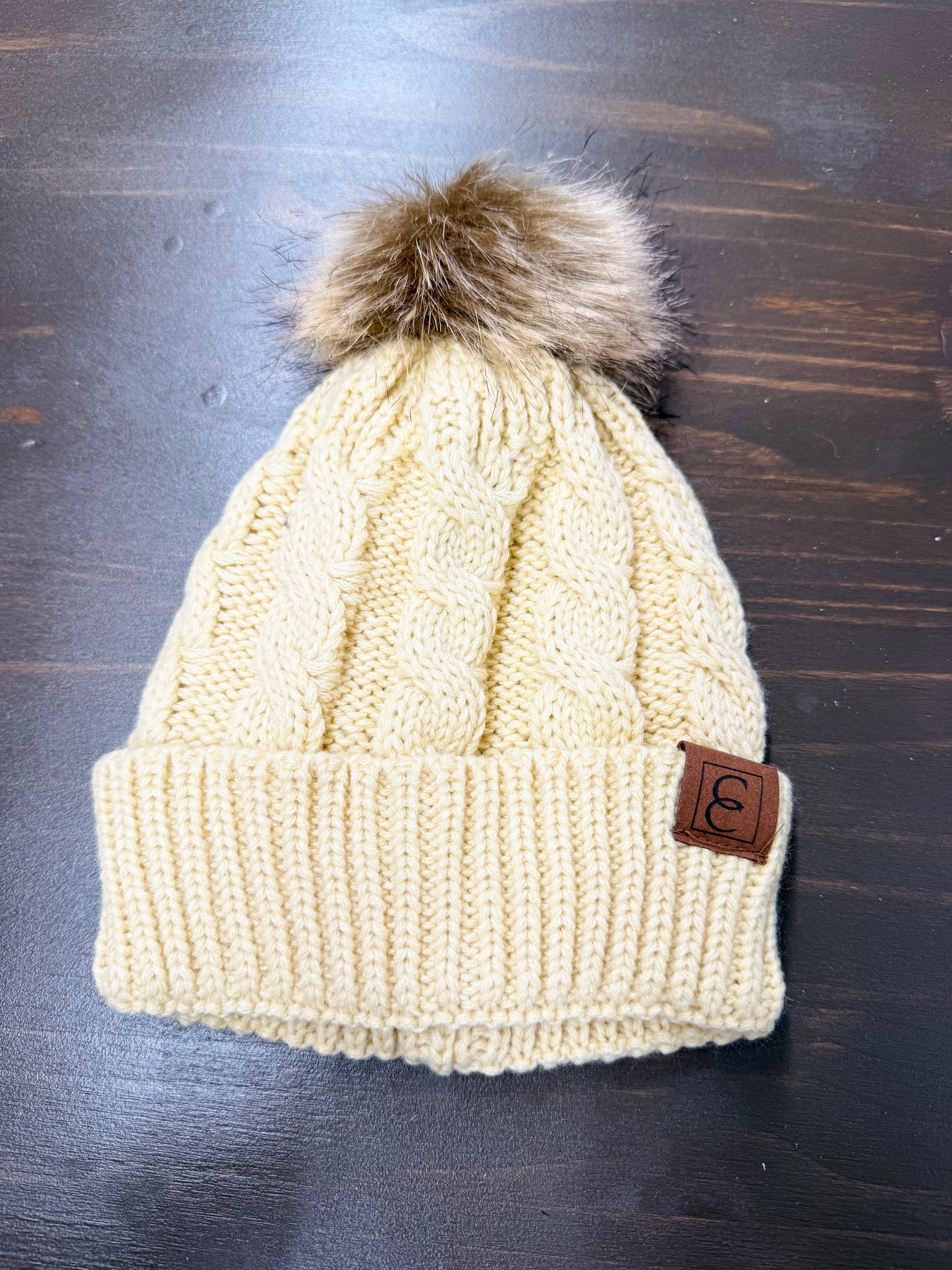 Cable Knit Pom Beanies