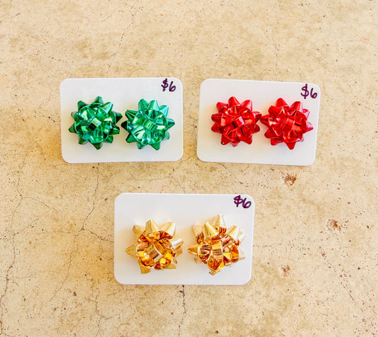 Christmas Bow Stud Earrings