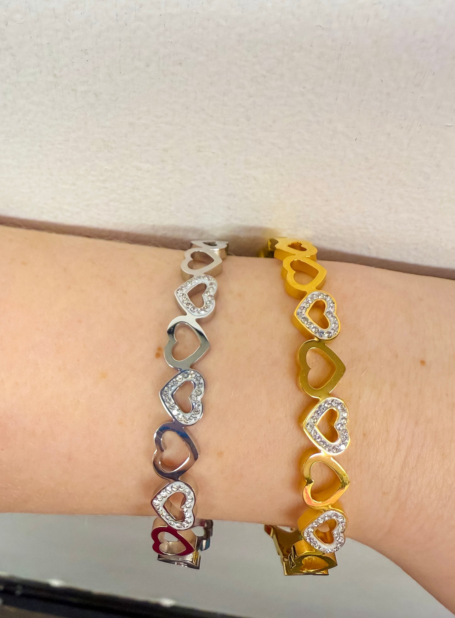 Rhinestone Heart Bracelet