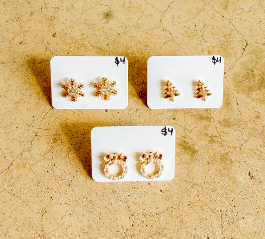 Gold Christmas Studs