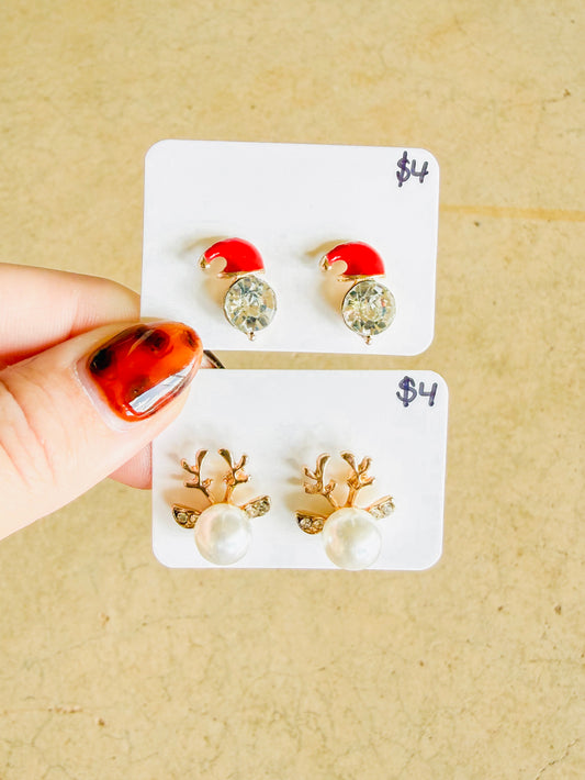 Pearl and Diamond Christmas Studs