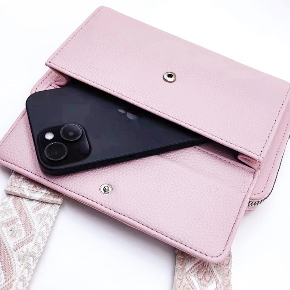 Leather Crossbody Duo Wallet Purse- 6 Colors