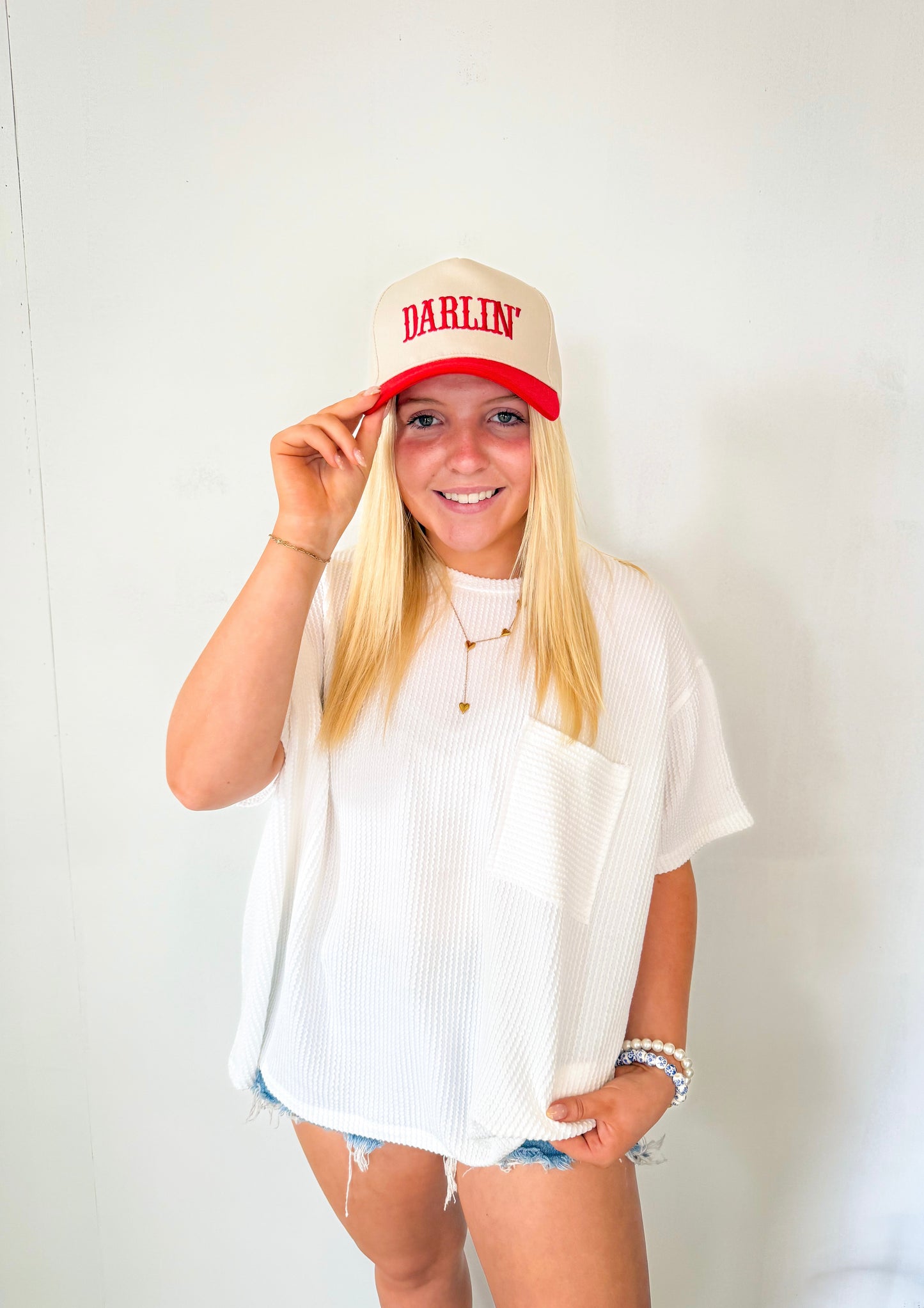 Ribbed Short Sleeve Top- White