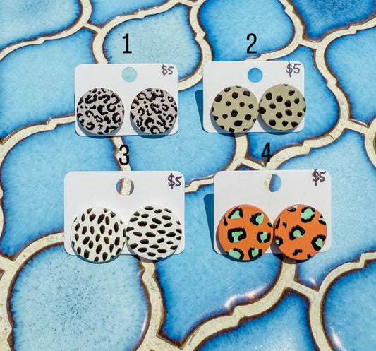 Round Animal Print Studs