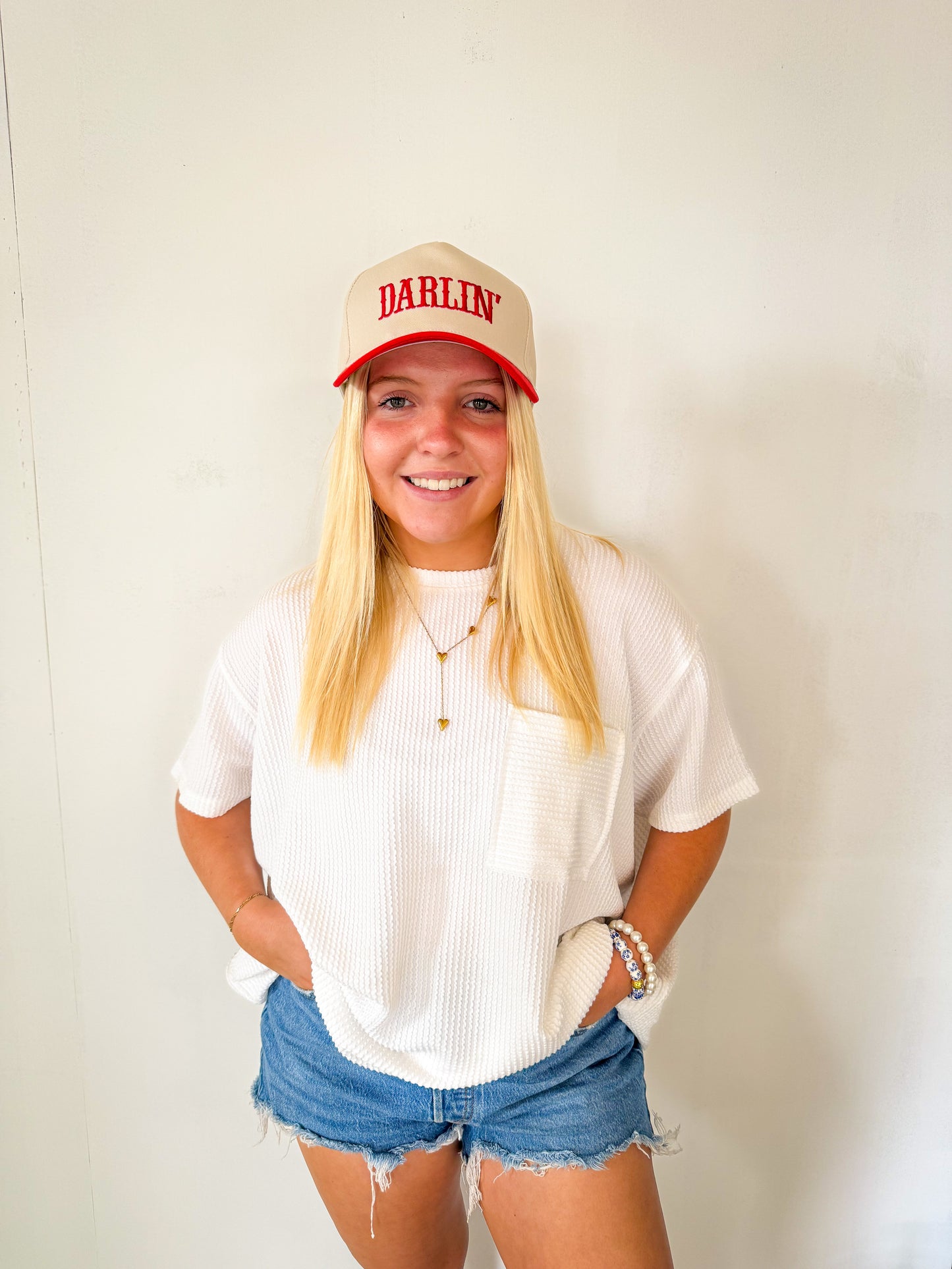 Ribbed Short Sleeve Top- White