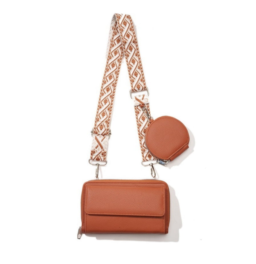 Leather Crossbody Duo Wallet Purse- 6 Colors