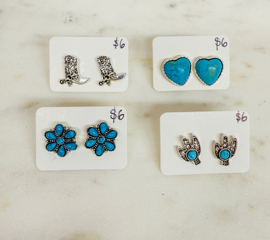Turquoise Western Stud Earrings