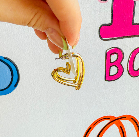Gold Heart Shaped Hoop Earrings