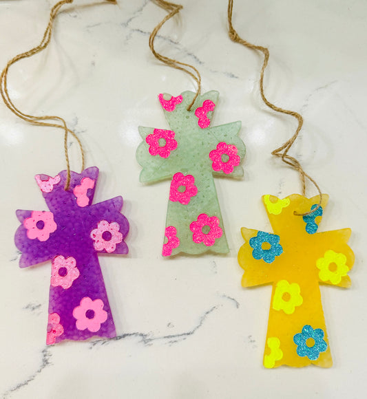 Floral Cross Car Freshie