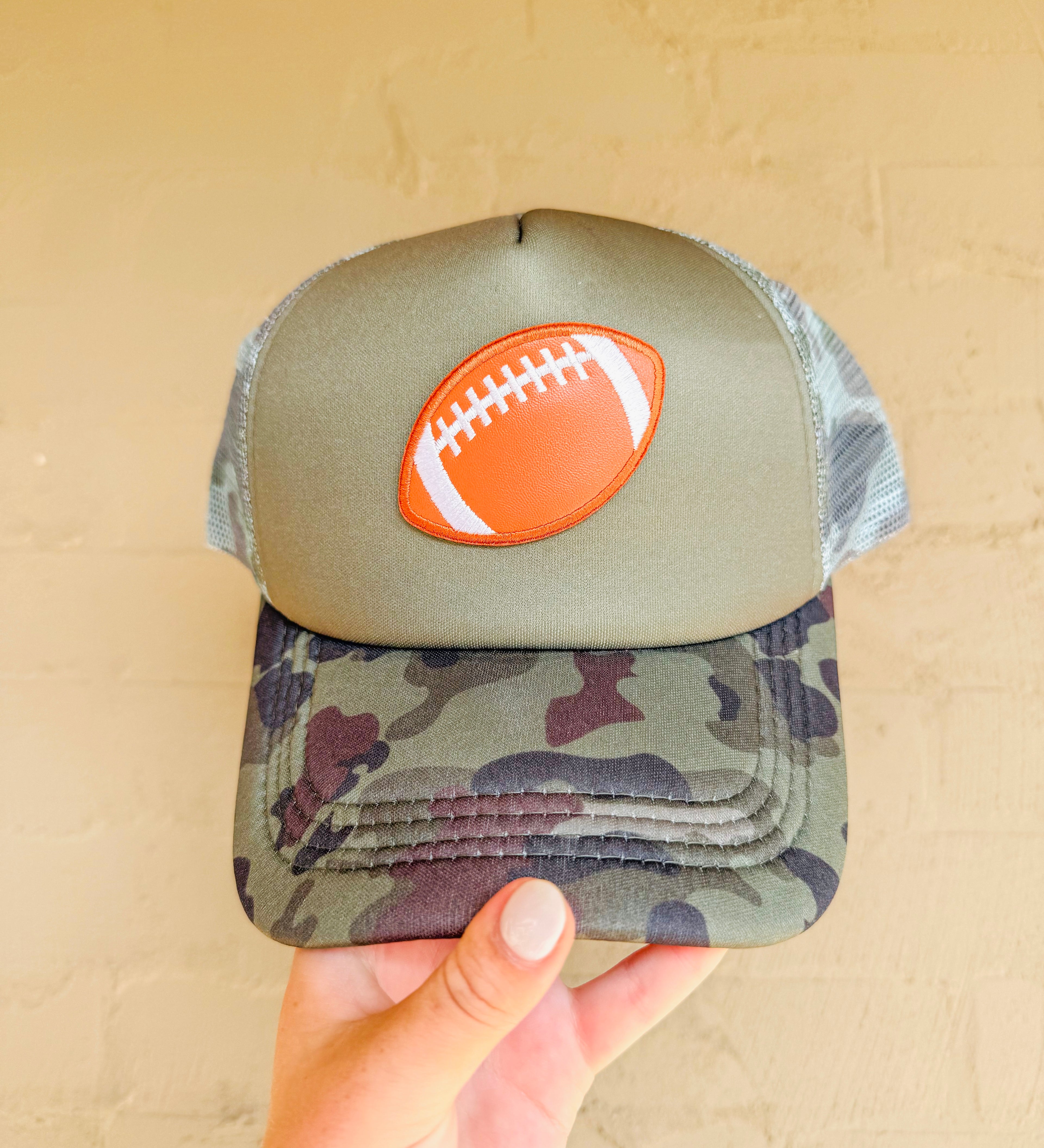 Camo & Football Trucker Hat