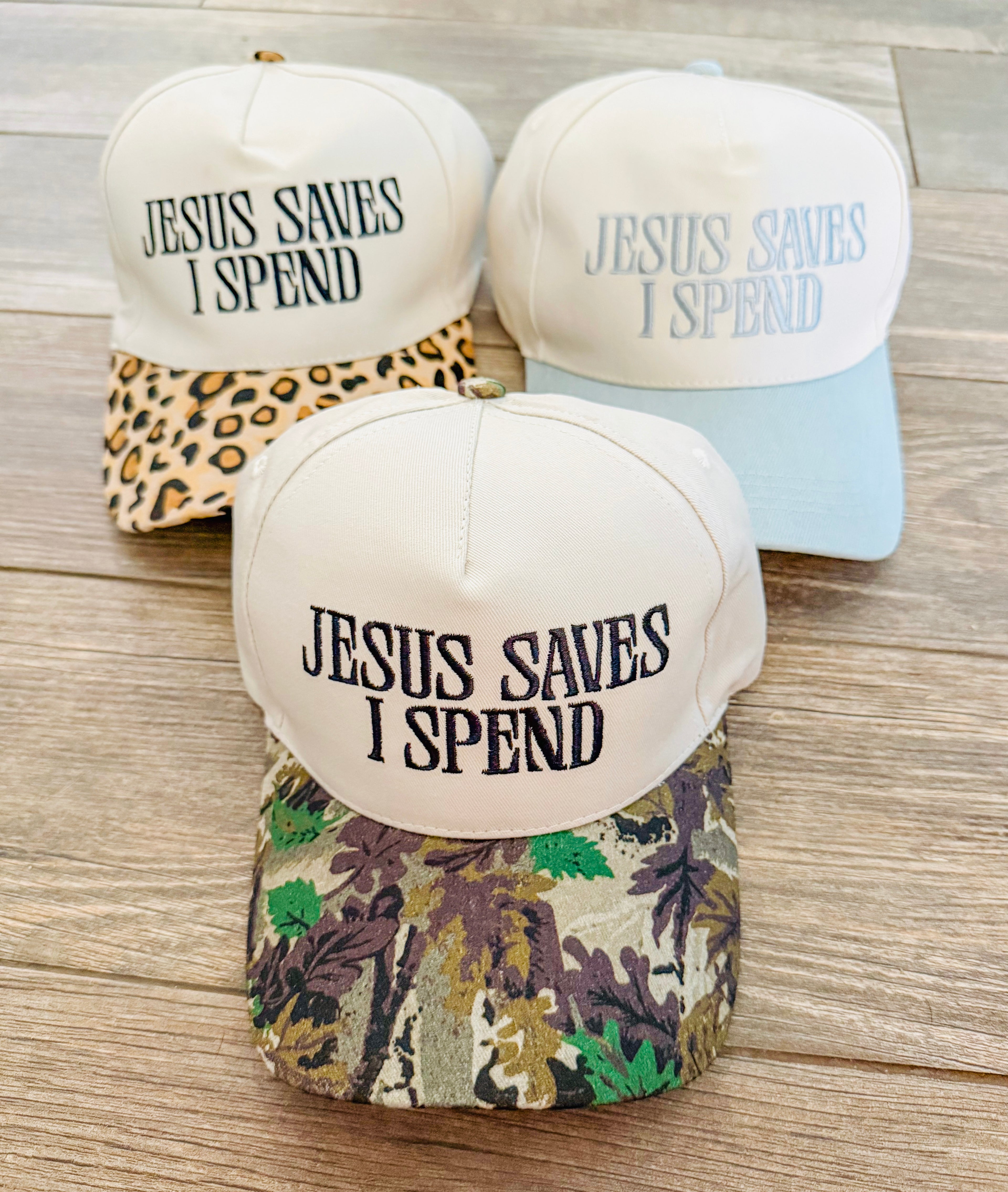 Jesus Saves I Spend Canvas Hat- 4 Colors