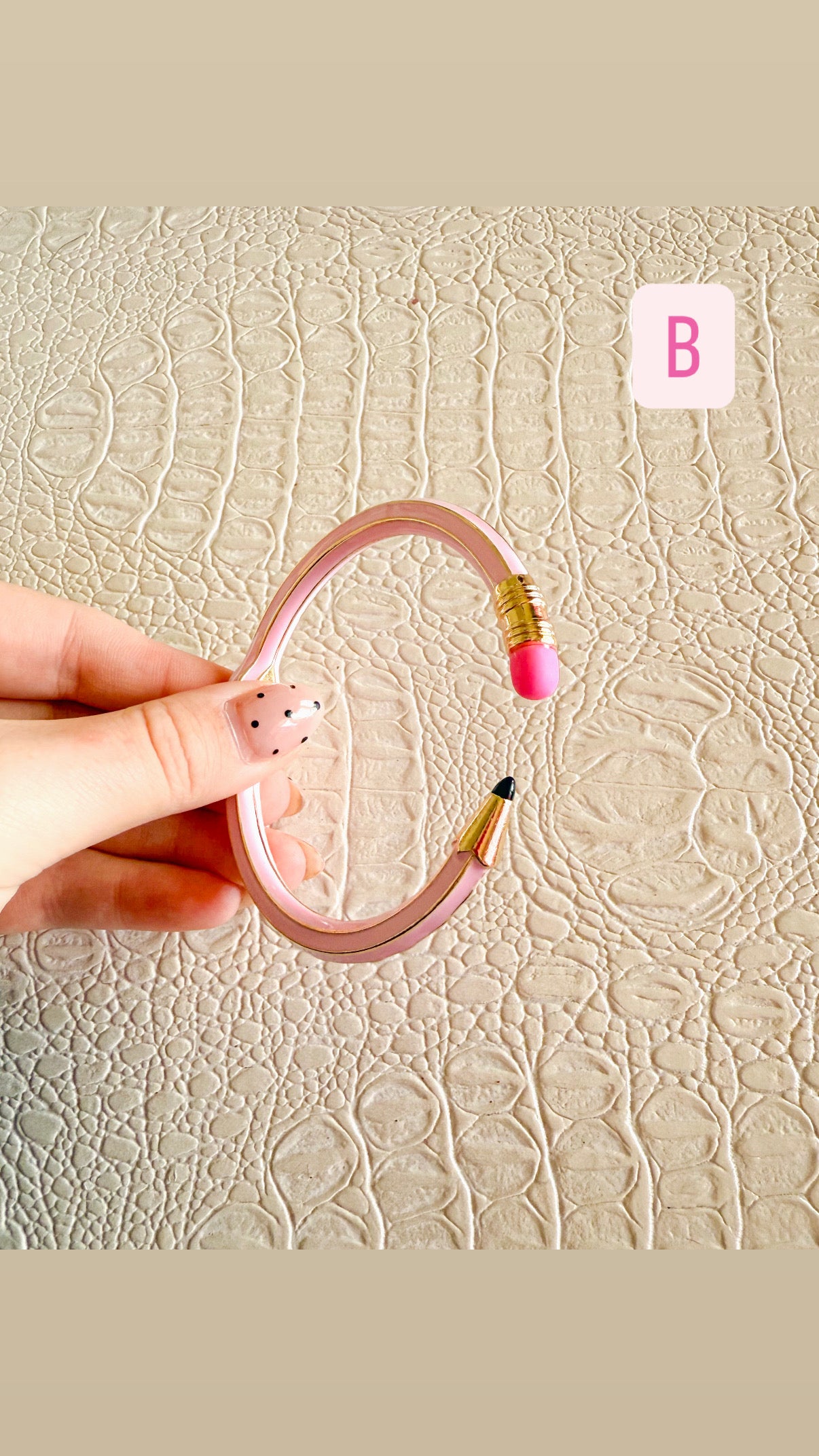 Pink and Gold Pencil Bangle Bracelet