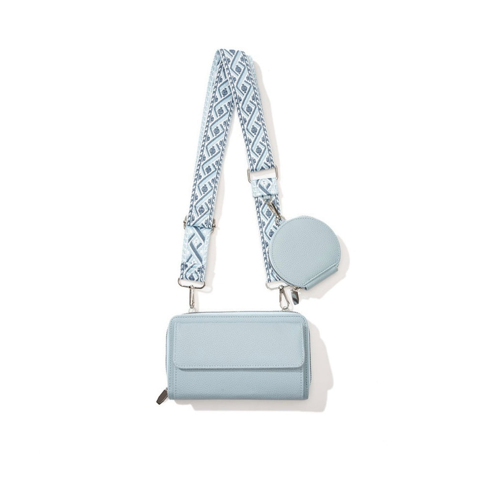 Leather Crossbody Duo Wallet Purse- 6 Colors