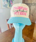 It’s Almost As Hot As My Husband Out Here Canvas Hat- Turquoise