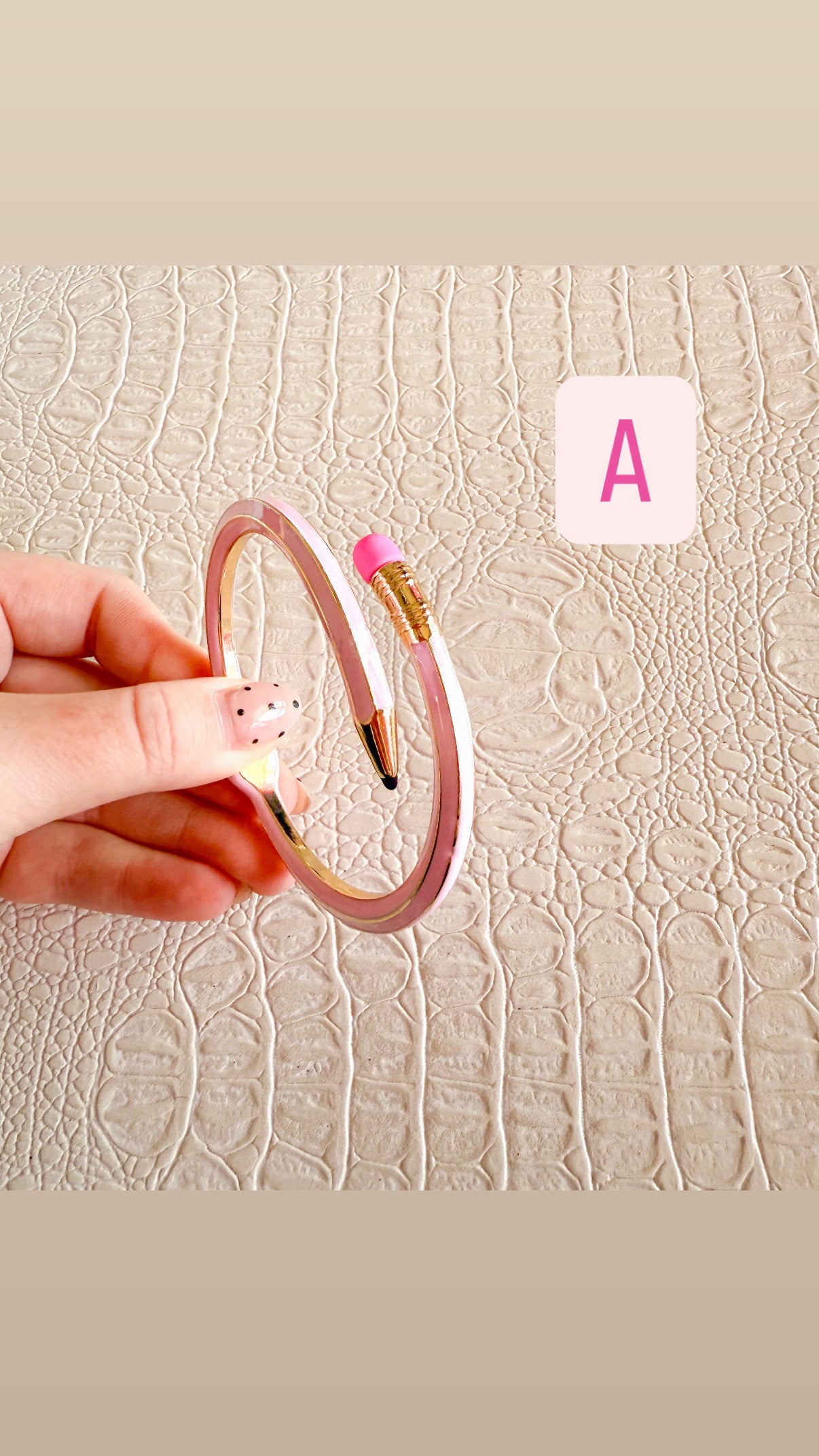 Pink and Gold Pencil Bangle Bracelet