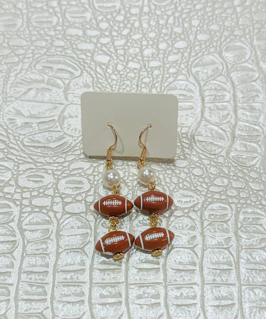 Pearl & Football Dangle Earrings