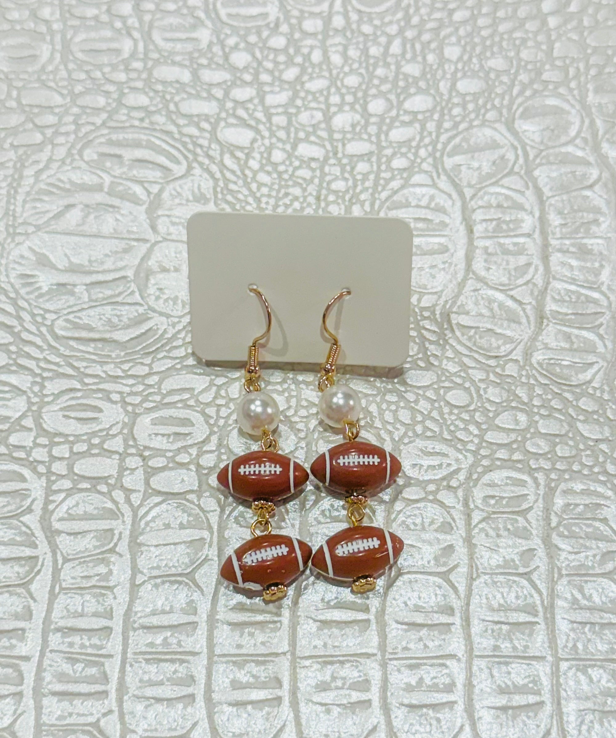 Pearl & Football Dangle Earrings