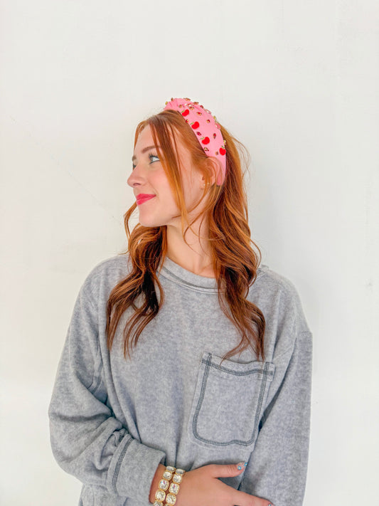 Teacher Apple Headband- Pink