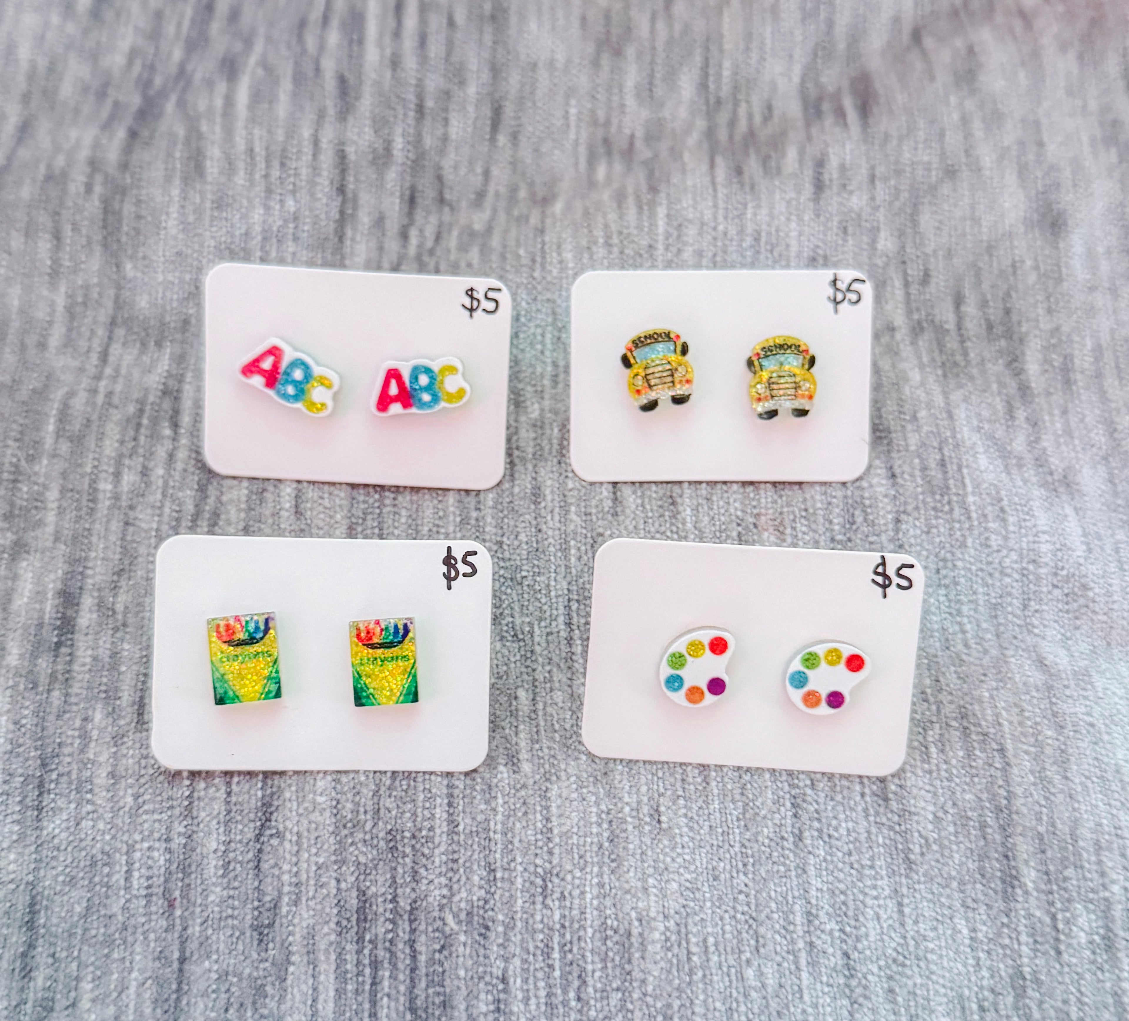 Acrylic Teacher Sparkle Stud Earrings