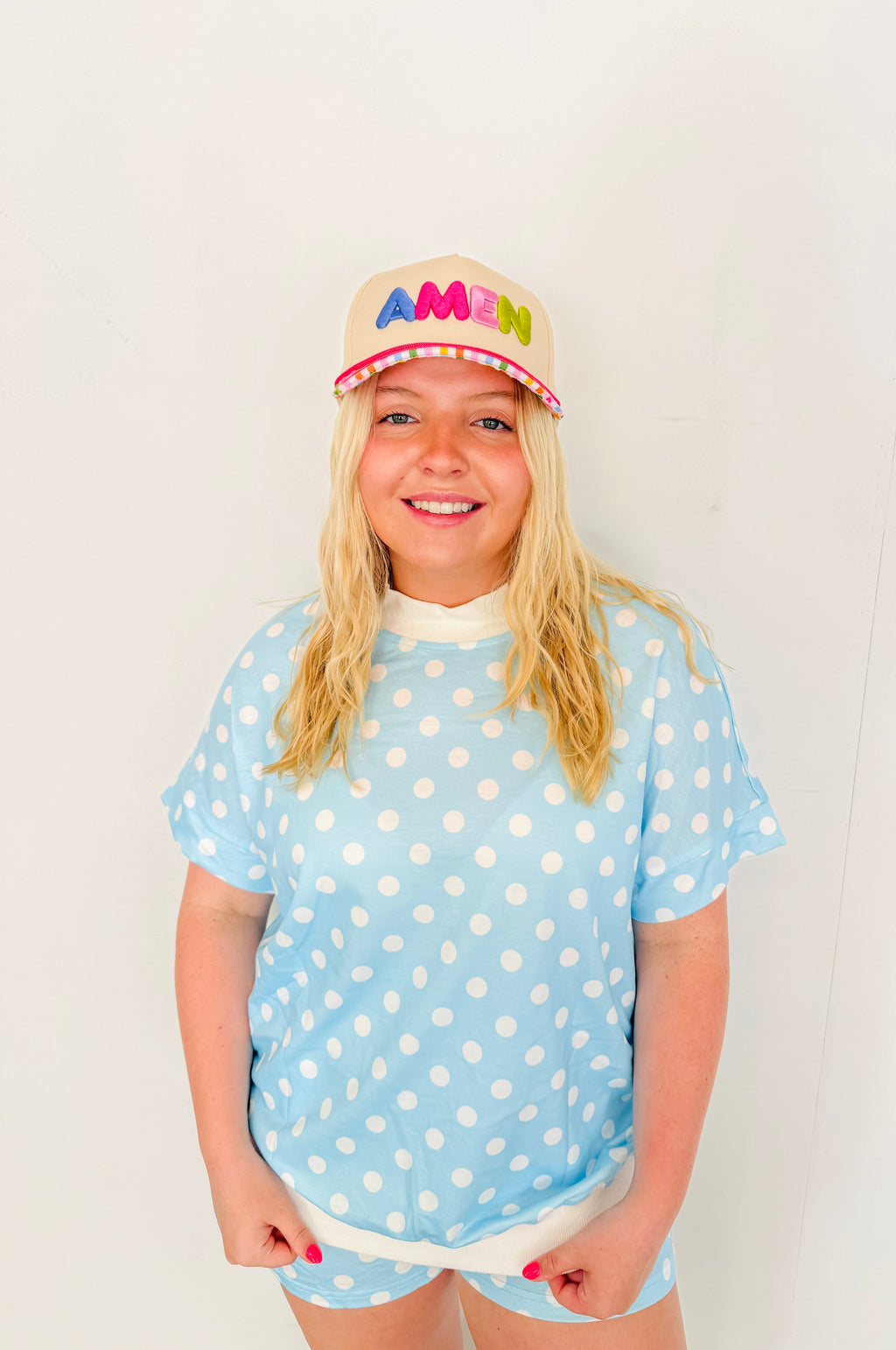 Casual Polka Dot Short Set- Blue