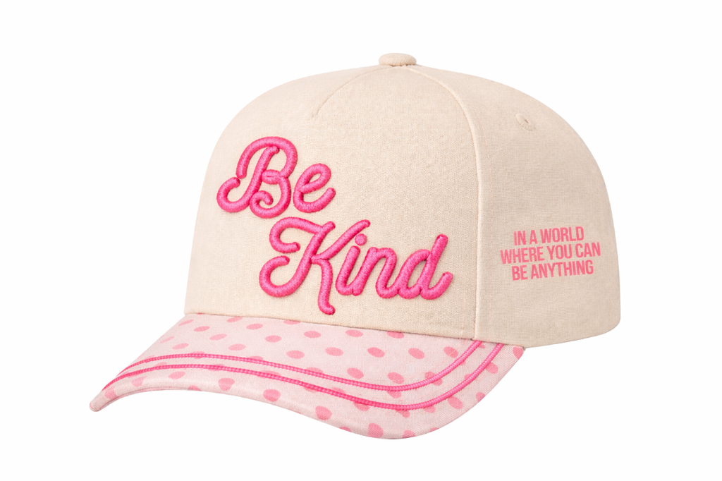Be Kind Canvas Hat- Pink Polka dot