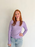 Soft Ribbed Long Sleeve Top- Lavender
