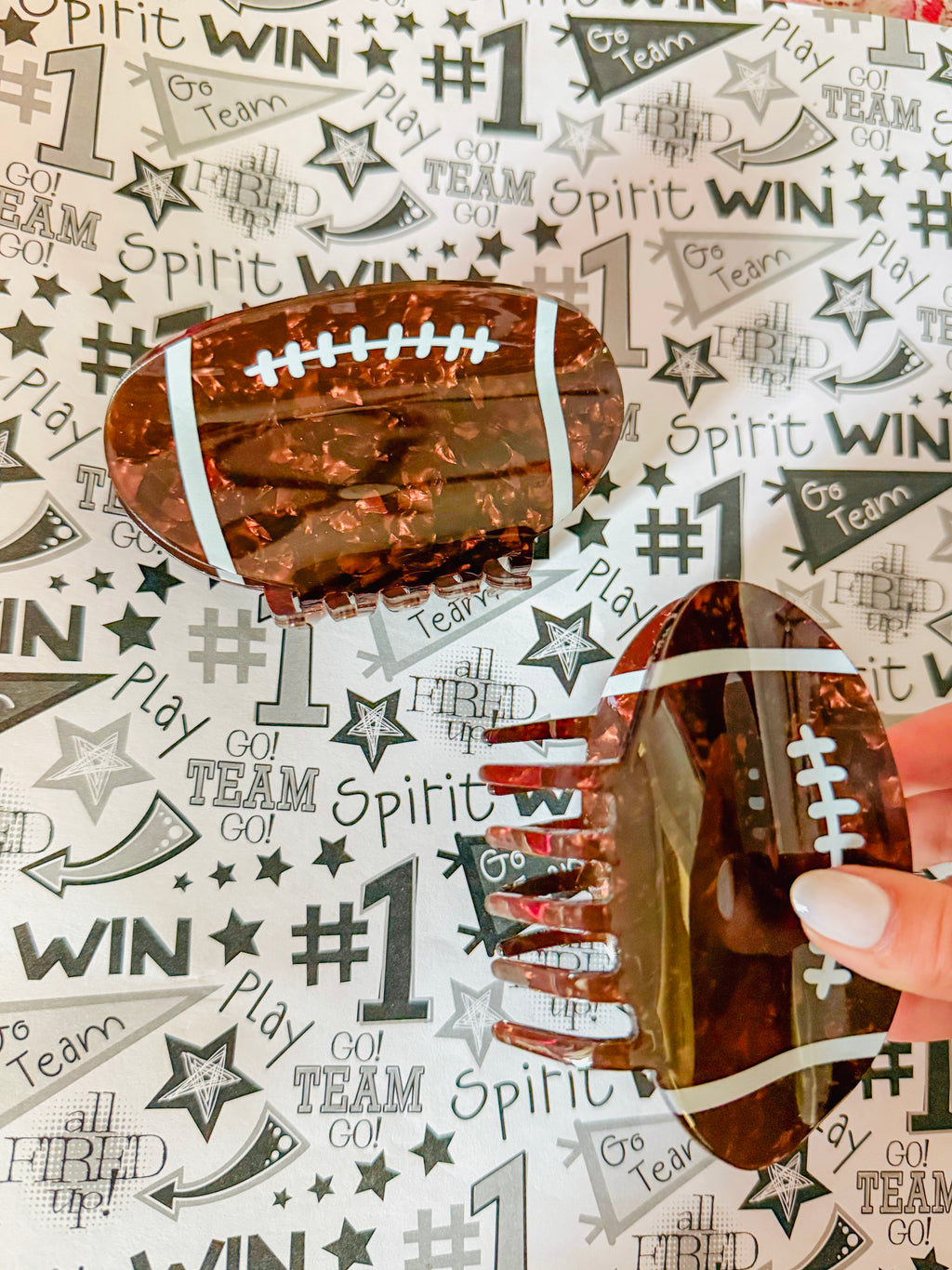 Football Hair Claw Clip