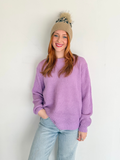 Oversized Round neck Waffle Sweater- Lavender