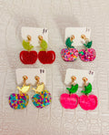 Dangle Glitter Apple Teacher Earrings