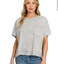 Washed Oversized Boxy Tee- Light Grey