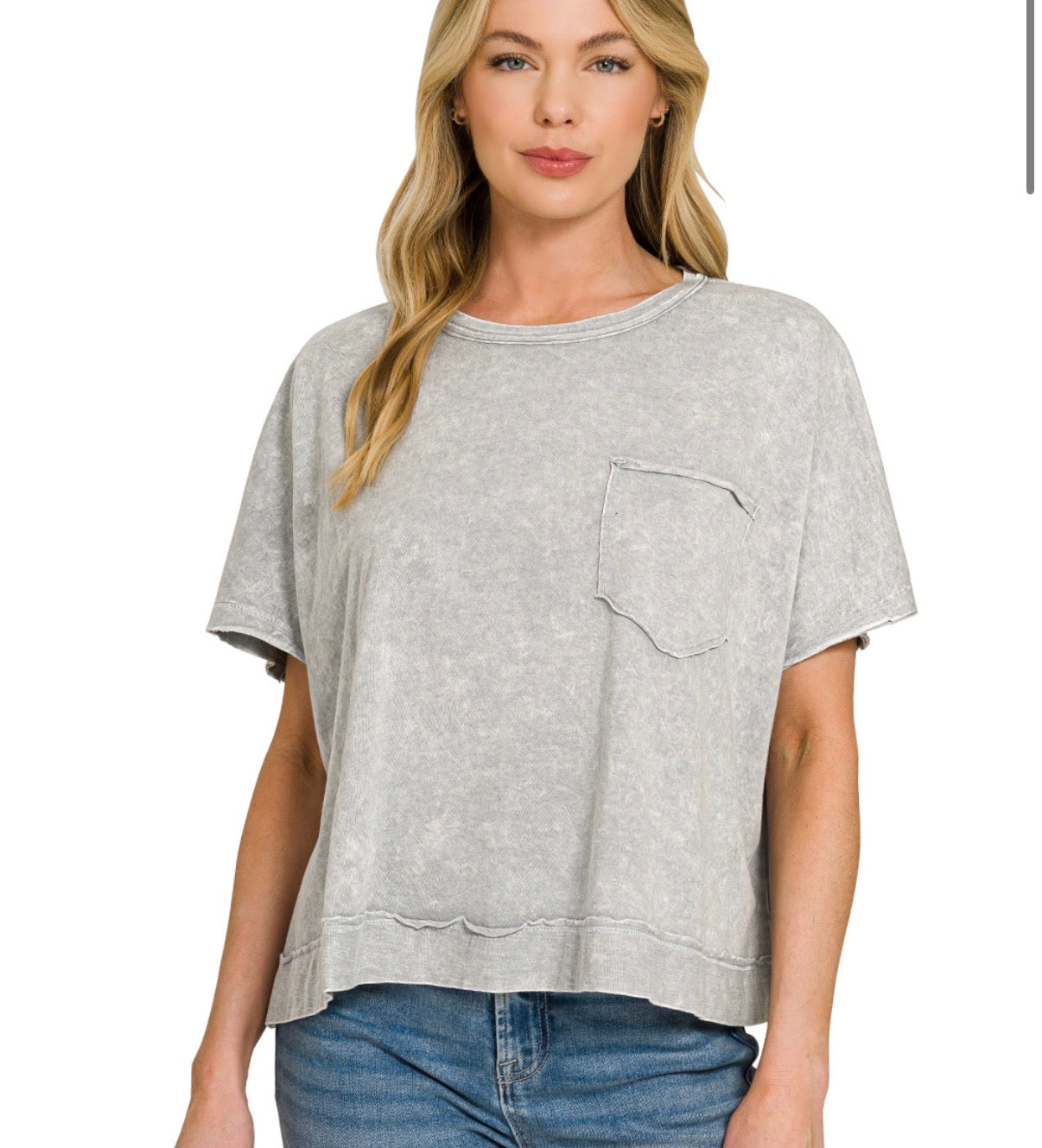 Washed Oversized Boxy Tee- Light Grey