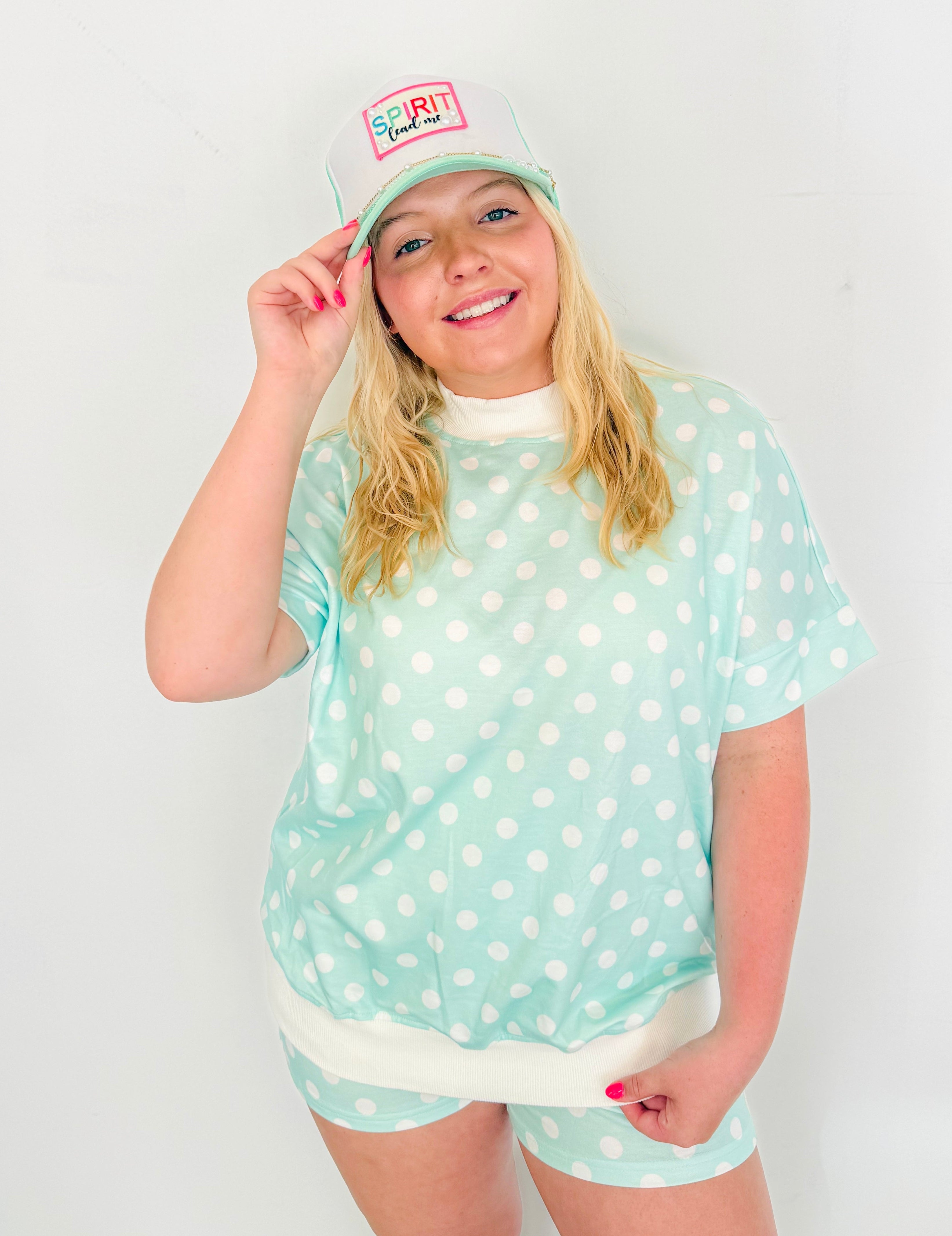 Casual Polka Dot Short Set- Green