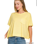 Washed Oversized Boxy Tee- Butter Yellow