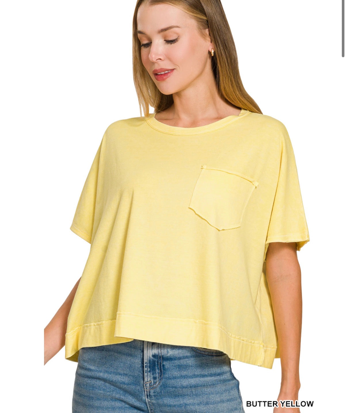 Washed Oversized Boxy Tee- Butter Yellow