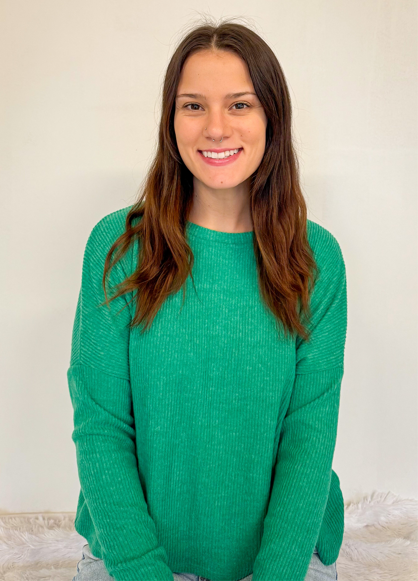 Ribbed Kelly Green Long Sleeve Sweater