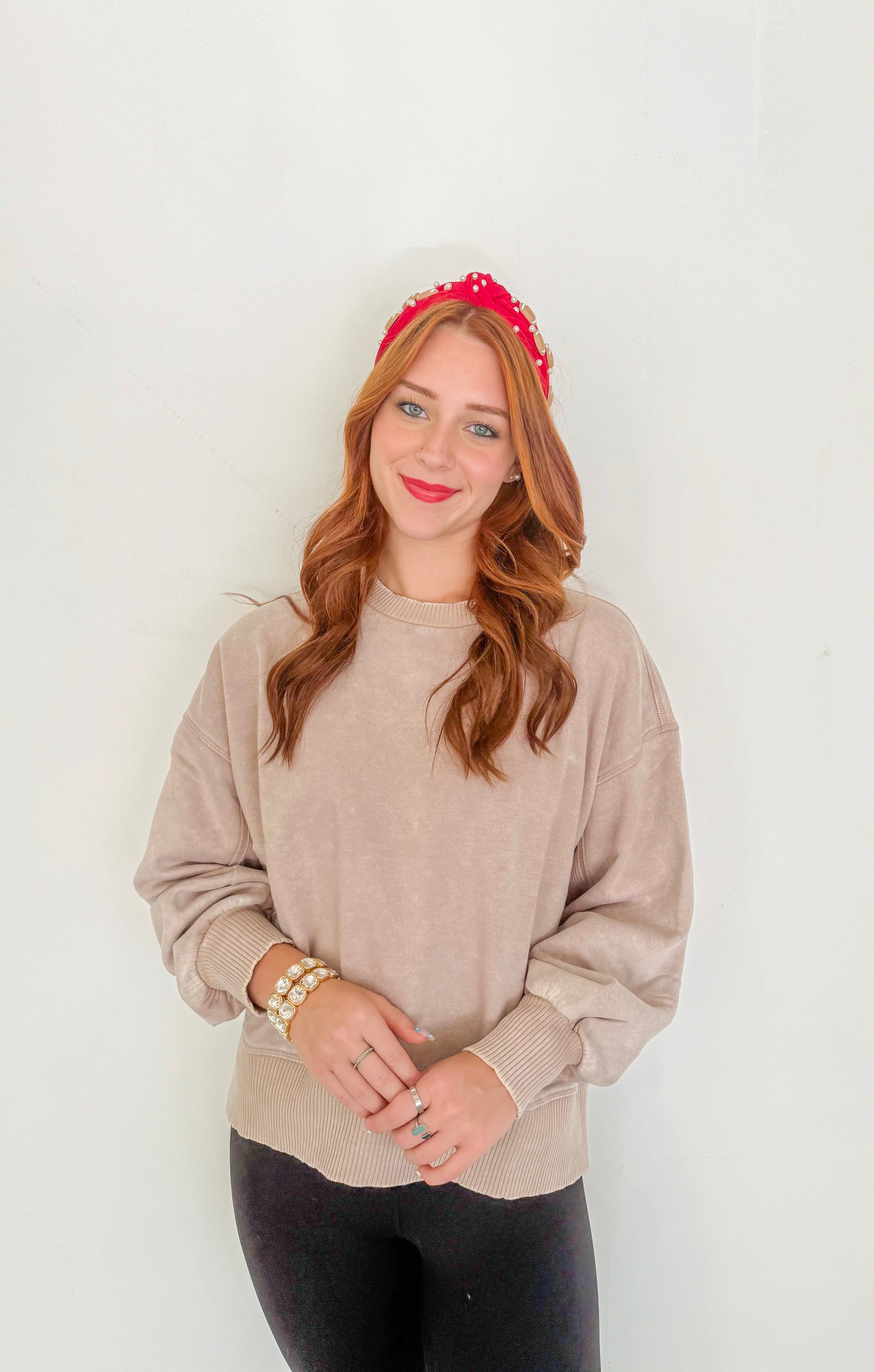 Acid Wash Pullover- Ash Mocha