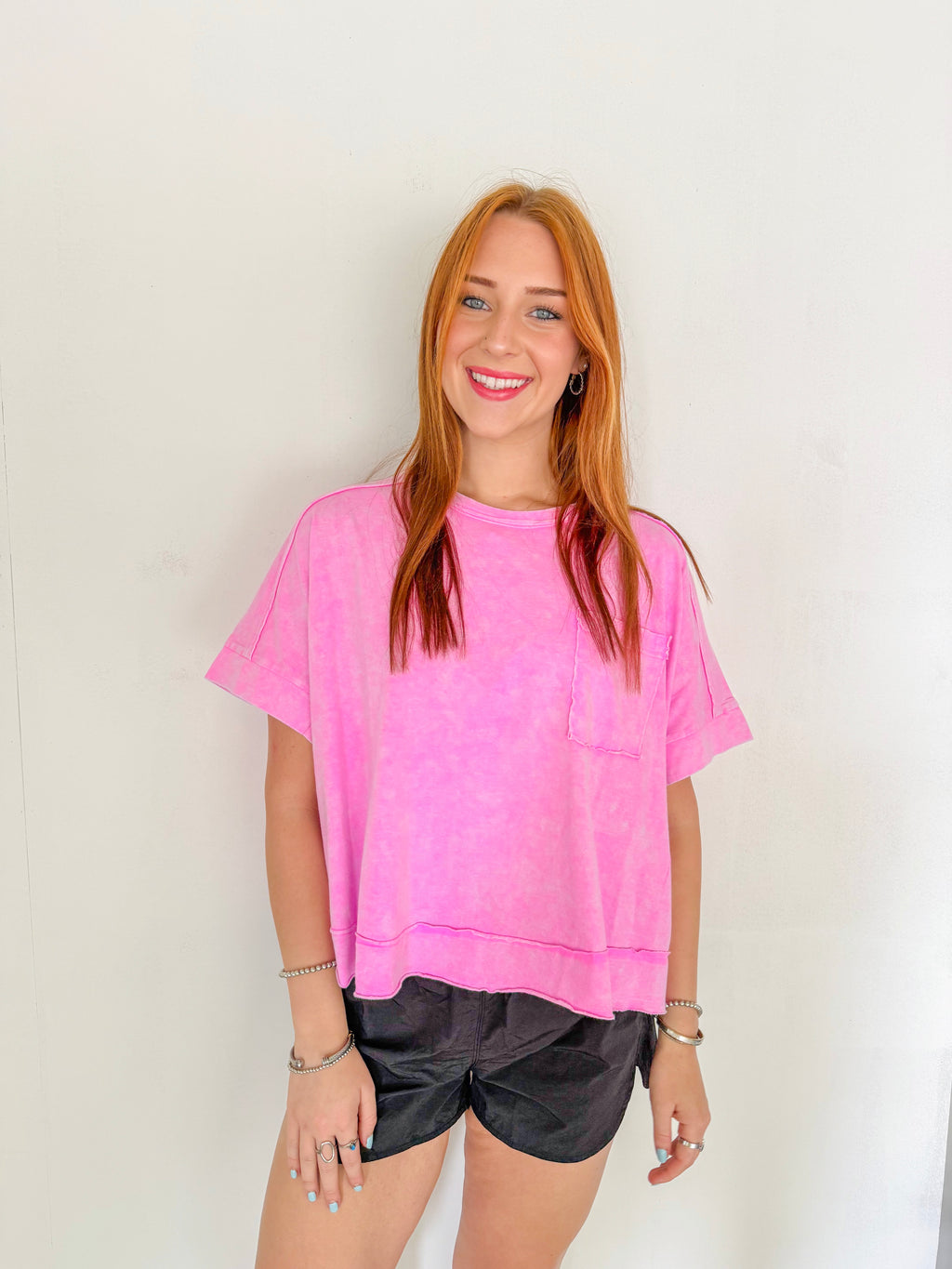 Washed Oversized Tee- Pink