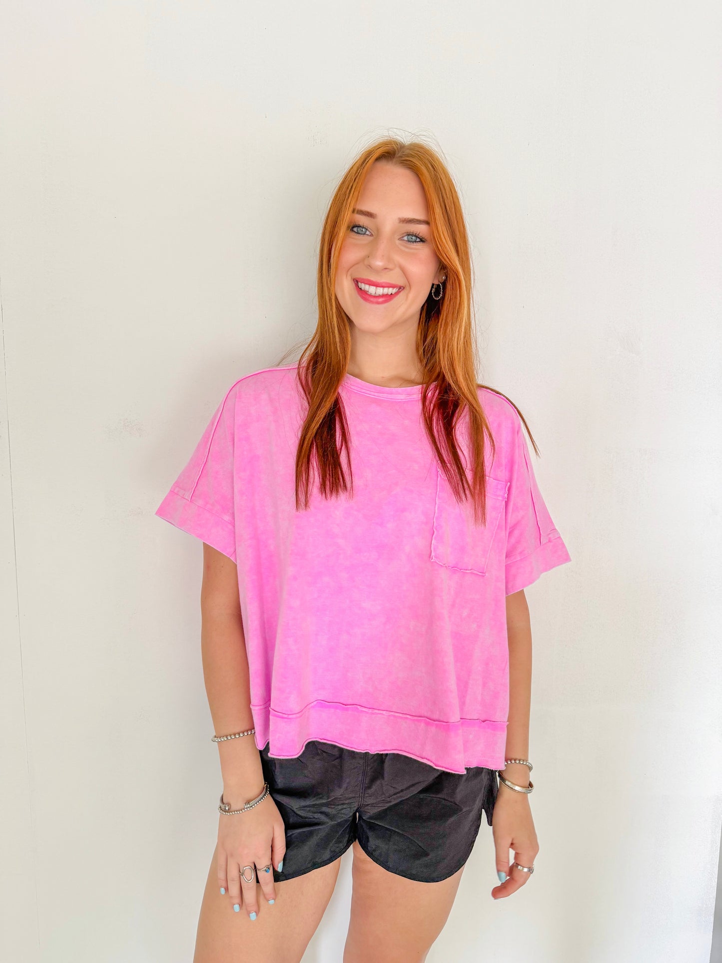 Washed Oversized Tee- Pink