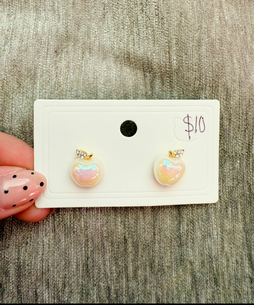 Teacher Apple Pearl Stud Earrings