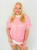 Casual Polka Dot Short Set- Pink